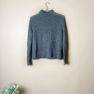 [Abercrombie & Fitch] Gray & Green Ribbed Knit Mock Neck Sweater